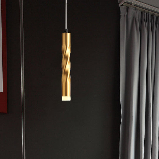 Contemporary Rope Shape Mini Pendant Lamp - Modern Metal Design with Gold Finish for Stair Kitchen