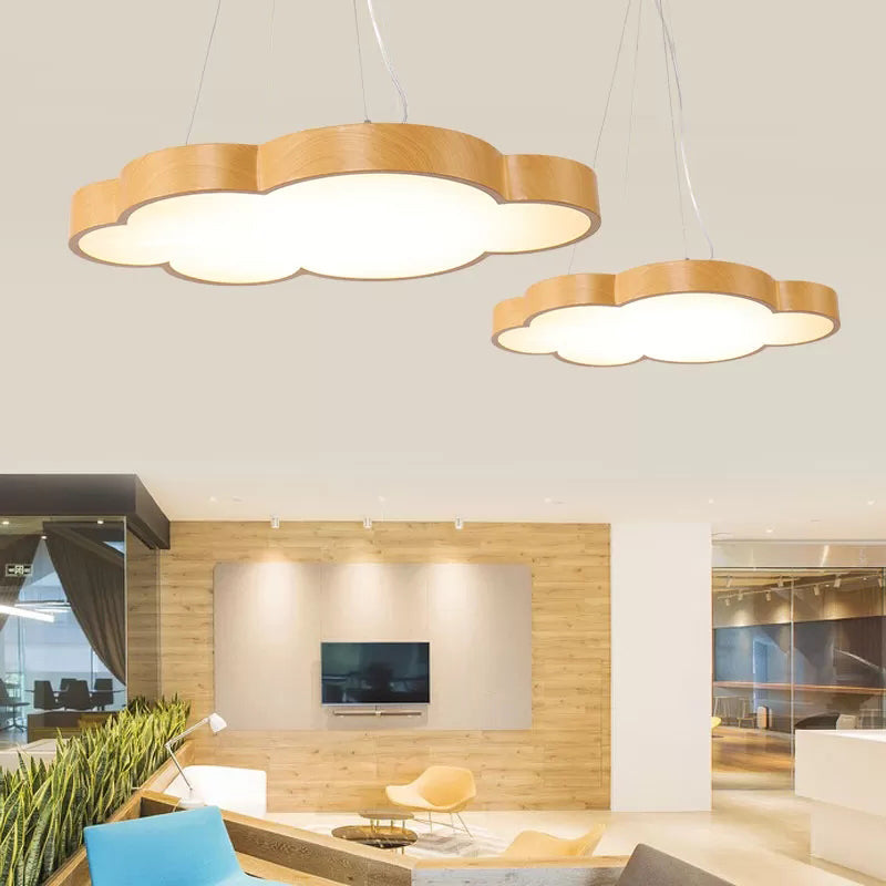 Beige Slim Acrylic Cloud Pendant Light for Kids' Game Room