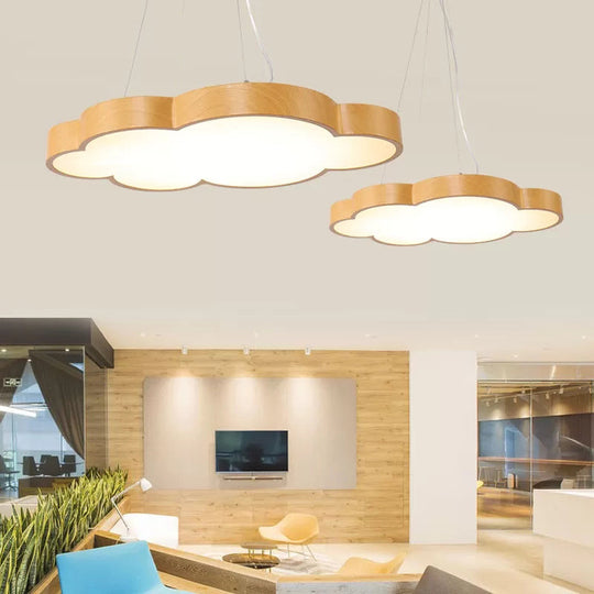 Beige Slim Acrylic Cloud Pendant Light for Kids' Game Room
