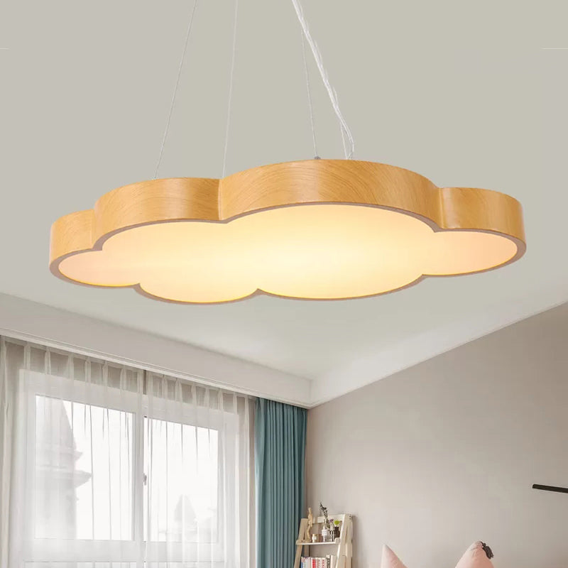 Beige Slim Acrylic Cloud Pendant Light for Kids' Game Room