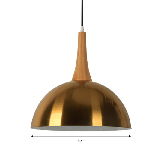 Elegant Gold Metal Hanging Lamp: One Head Bowl Pendant Lighting for Cafe Dining Table
