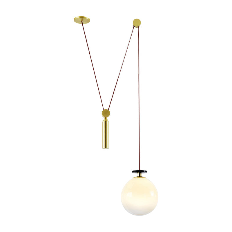 Pulley Pendant Lamp with Adjustable Height, Modern Single Light Hanging Fixture for Kitchen Hallway
