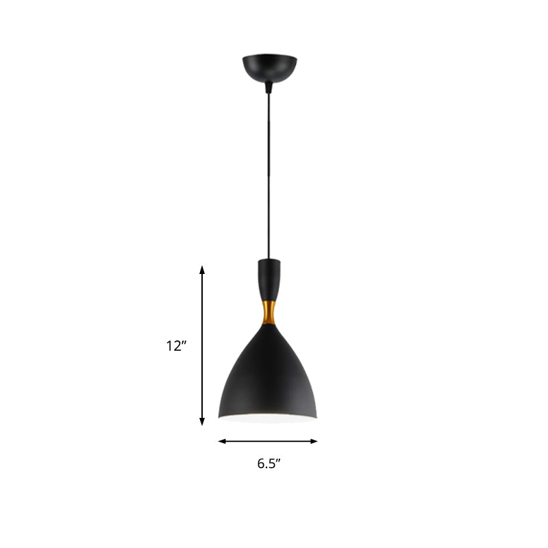 Contemporary Aluminum Funnel Suspension Pendant Lamp - Fits Study Room or Cafe - 6.5/10 Inch Wide, 1 Light