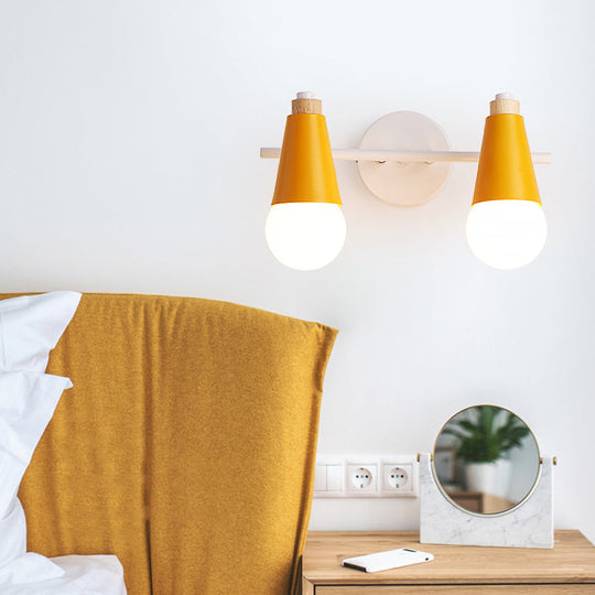 Nordic Stylish Metal Sweet Cone Sconce Light for Dining Room and Stair (2 Heads)