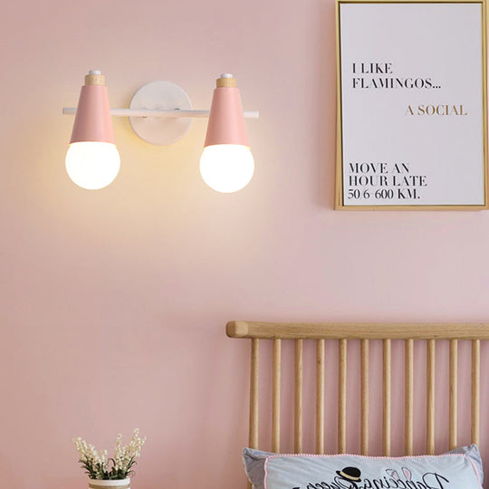 Nordic Stylish Metal Sweet Cone Sconce Light for Dining Room and Stair (2 Heads)