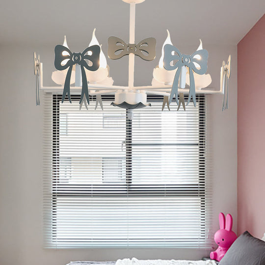 Kids' Bow Pendant Light - Contemporary Metal Chandelier for Living Room Décor