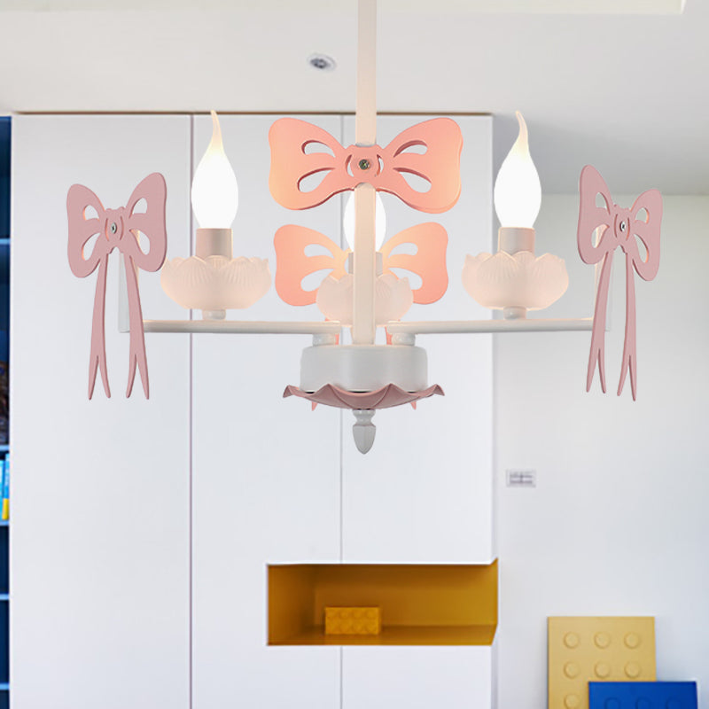 Kids' Bow Pendant Light - Contemporary Metal Chandelier for Living Room Décor