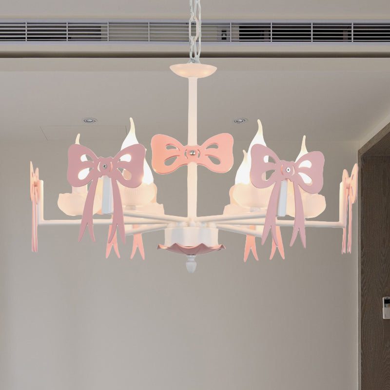Kids' Bow Pendant Light - Contemporary Metal Chandelier for Living Room Décor