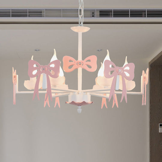Kids' Bow Pendant Light - Contemporary Metal Chandelier for Living Room Décor