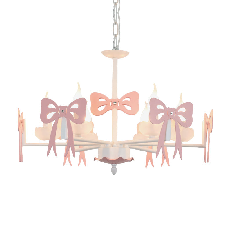 Kids' Bow Pendant Light - Contemporary Metal Chandelier for Living Room Décor
