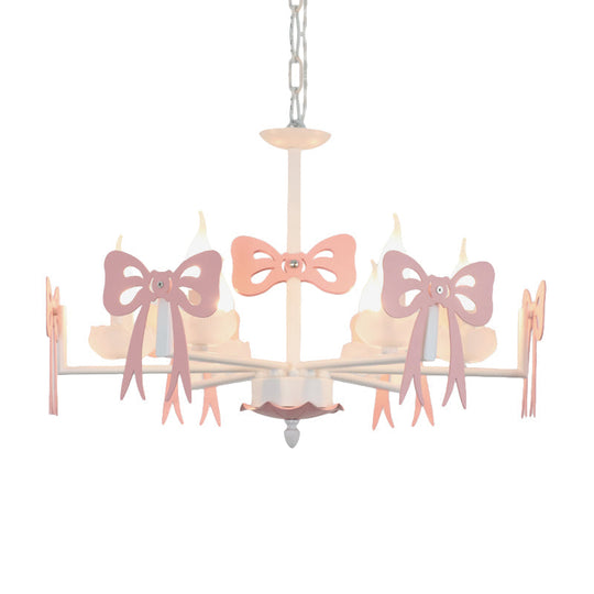 Kids' Bow Pendant Light - Contemporary Metal Chandelier for Living Room Décor