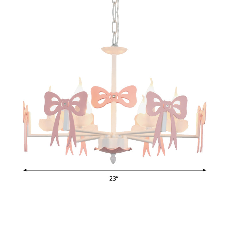 Kids' Bow Pendant Light - Contemporary Metal Chandelier for Living Room Décor