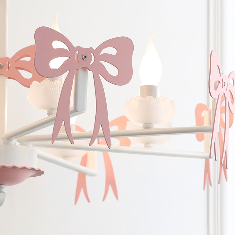 Kids' Bow Pendant Light - Contemporary Metal Chandelier for Living Room Décor