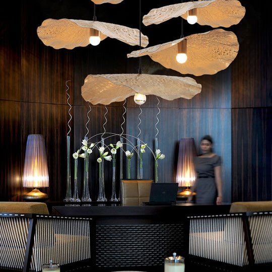 Modern Gold Metal Lotus Leaf Pendant Light for Kitchen and Study Room