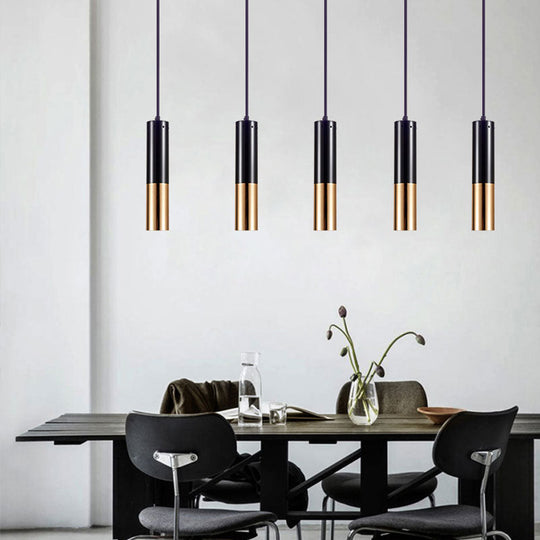 Modern Black and Gold Cylinder Pendant Lighting for Bar Cafe