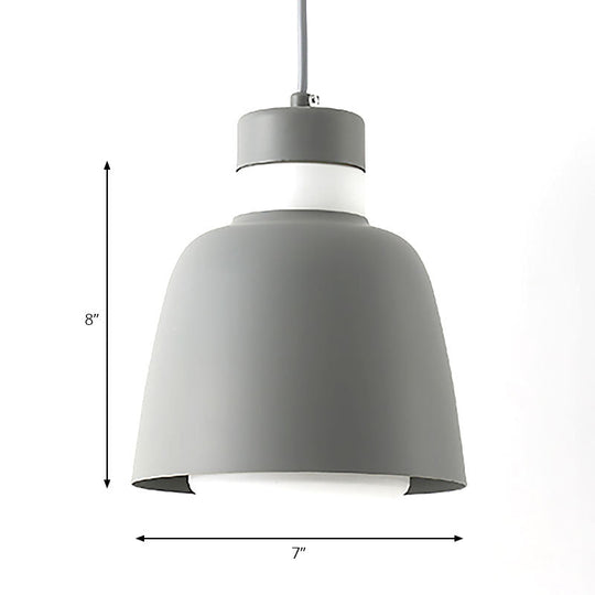 Modern Black/Pink/Yellow Bell Pendant Light - 1-Light Metal Hanging Lamp Kit