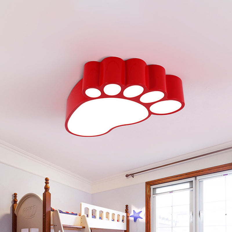 LED Flush Mount Lamp with Acrylic Footstep Design, Ideal for Kindergarten, in Red/Yellow/Blue