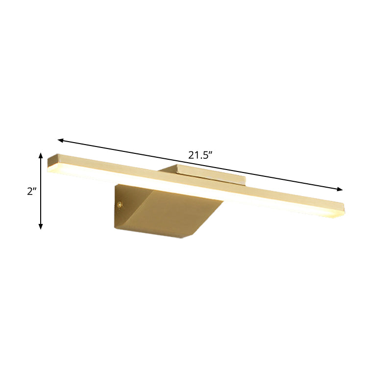 Streamlined Metallic LED Wall Lamp - 16"/21.5" W - Gold Vanity Sconce Light for Bathroom