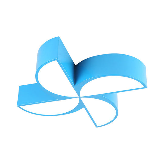 Colorful Windmill Baby Room Ceiling Lamp - Acrylic LED Kids Flush Light Fixture (Red/Yellow/Blue)