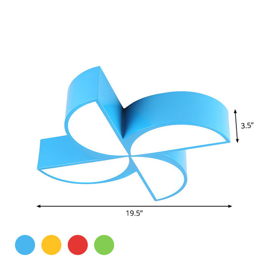 Colorful Windmill Baby Room Ceiling Lamp - Acrylic LED Kids Flush Light Fixture (Red/Yellow/Blue)