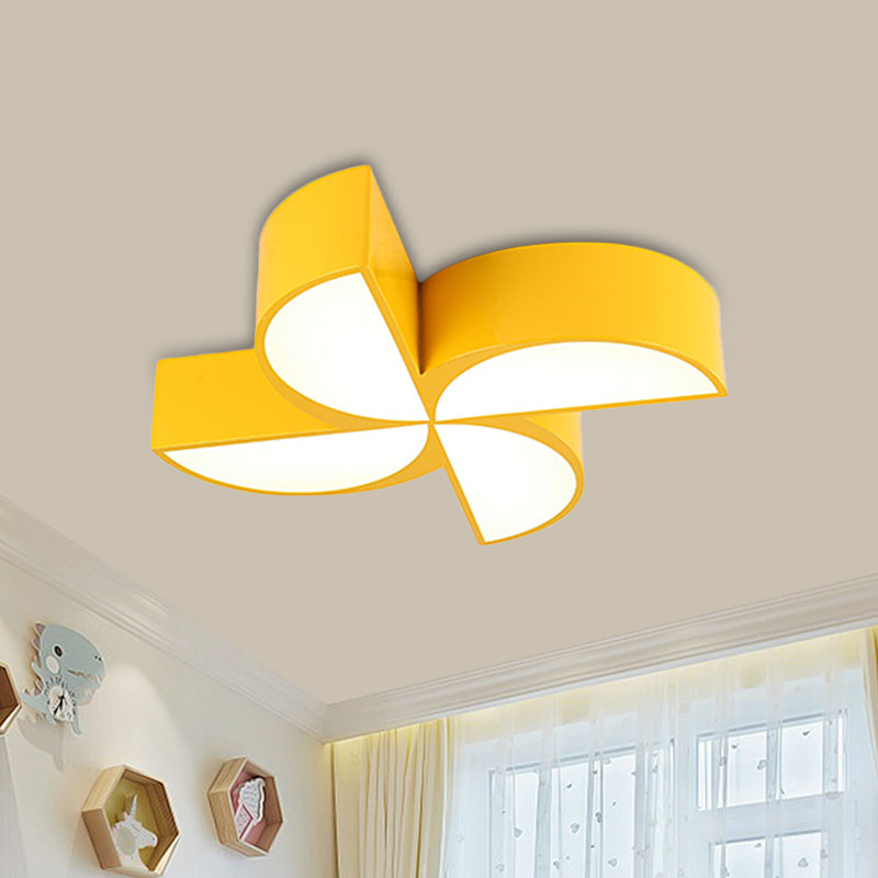 Colorful Windmill Baby Room Ceiling Lamp - Acrylic LED Kids Flush Light Fixture (Red/Yellow/Blue)