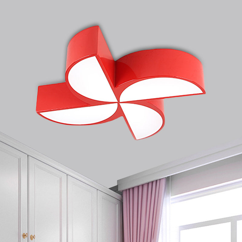 Colorful Windmill Baby Room Ceiling Lamp - Acrylic LED Kids Flush Light Fixture (Red/Yellow/Blue)