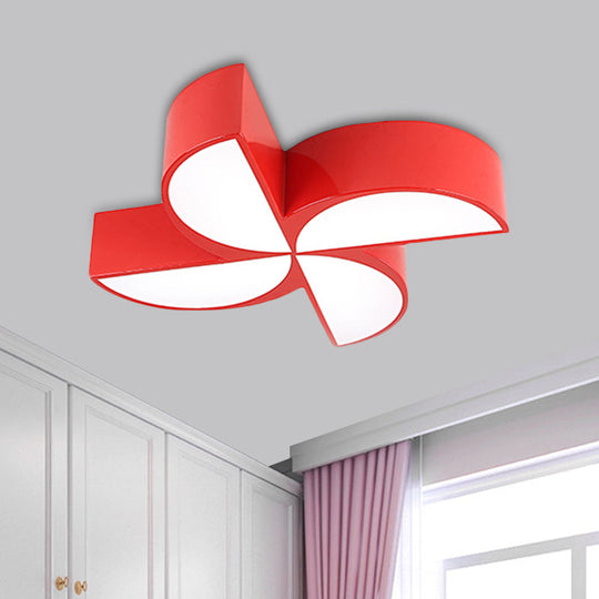 Colorful Windmill Baby Room Ceiling Lamp - Acrylic LED Kids Flush Light Fixture (Red/Yellow/Blue)