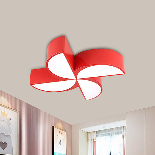 Colorful Windmill Baby Room Ceiling Lamp - Acrylic LED Kids Flush Light Fixture (Red/Yellow/Blue)
