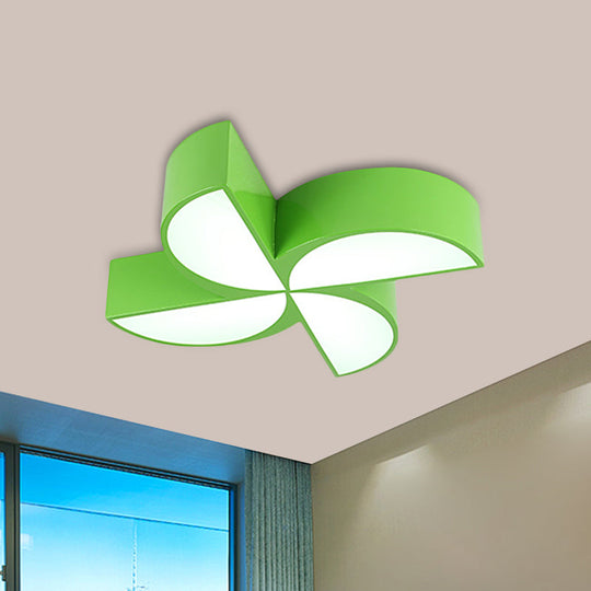 Colorful Windmill Baby Room Ceiling Lamp - Acrylic LED Kids Flush Light Fixture (Red/Yellow/Blue)