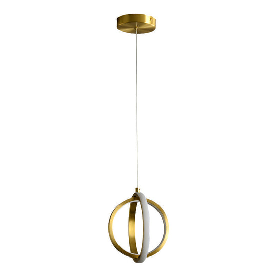Gold Dual Ring Mini Pendant Light Kit, Simplicity LED, Metallic Down Lighting Pendant - Modern Elegance