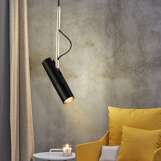Minimalist Cylinder Metallic Pendant Light Fixture - 1 Bulb - Black/White - Warm/White Light
