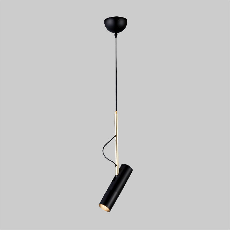Minimalist Cylinder Metallic Pendant Light Fixture - 1 Bulb - Black/White - Warm/White Light