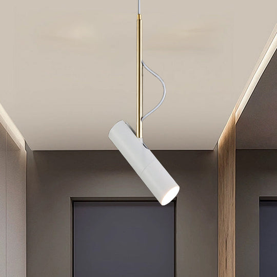 Minimalist Cylinder Metallic Pendant Light Fixture - 1 Bulb - Black/White - Warm/White Light