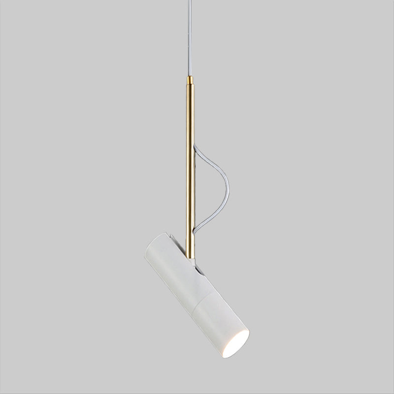 Minimalist Cylinder Metallic Pendant Light Fixture - 1 Bulb - Black/White - Warm/White Light