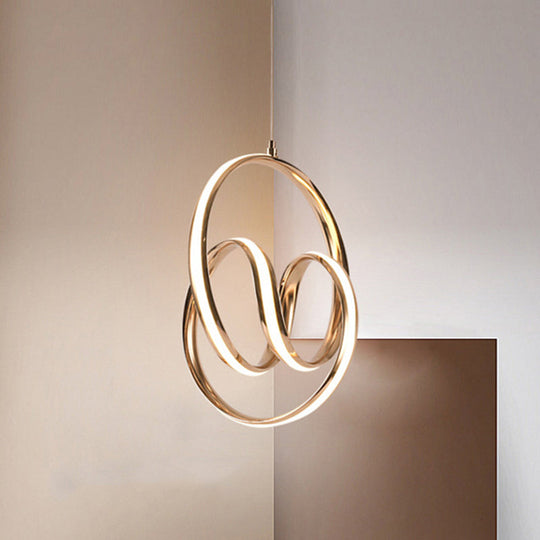 Twining Aluminum LED Pendant Ceiling Light in Simplicity Rose Gold - Warm/White