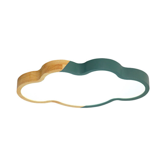 Modern Metallic Cloud LED Ceiling Fixture for Great Room - White/Yellow/Green Flush Mount Light