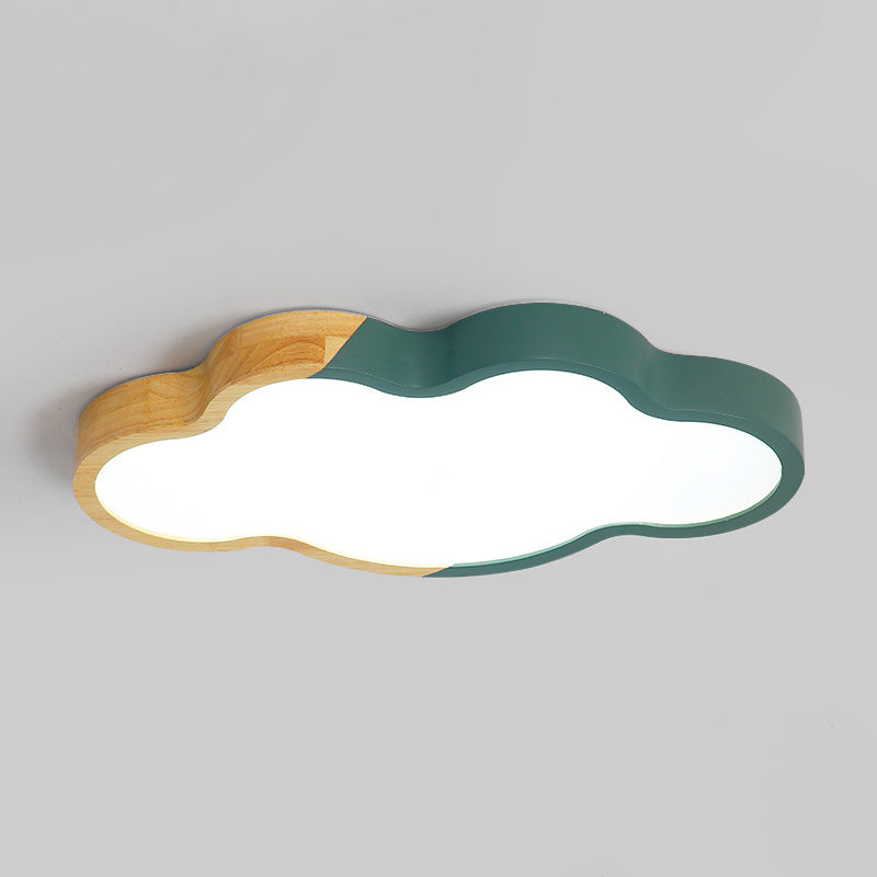 Modern Metallic Cloud LED Ceiling Fixture for Great Room - White/Yellow/Green Flush Mount Light