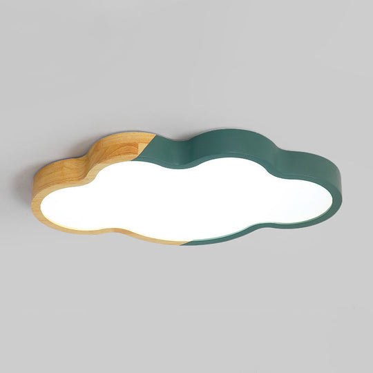 Modern Metallic Cloud LED Ceiling Fixture for Great Room - White/Yellow/Green Flush Mount Light