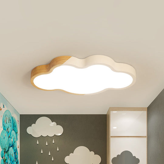 Modern Metallic Cloud LED Ceiling Fixture for Great Room - White/Yellow/Green Flush Mount Light