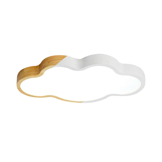 Modern Metallic Cloud LED Ceiling Fixture for Great Room - White/Yellow/Green Flush Mount Light