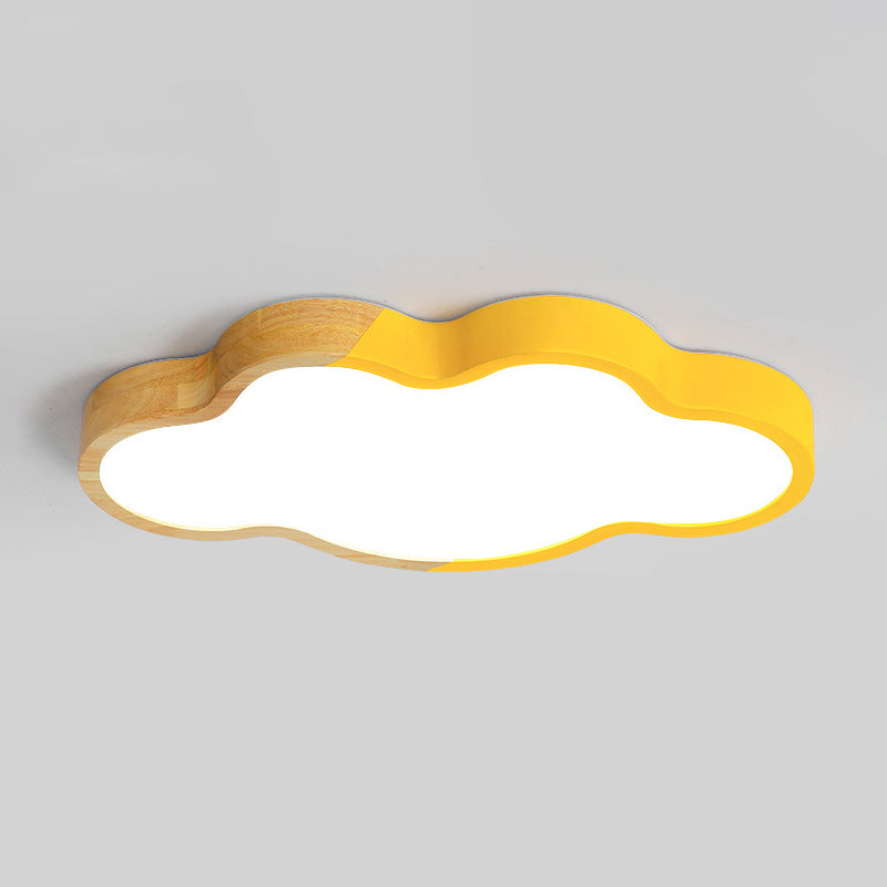 Modern Metallic Cloud LED Ceiling Fixture for Great Room - White/Yellow/Green Flush Mount Light