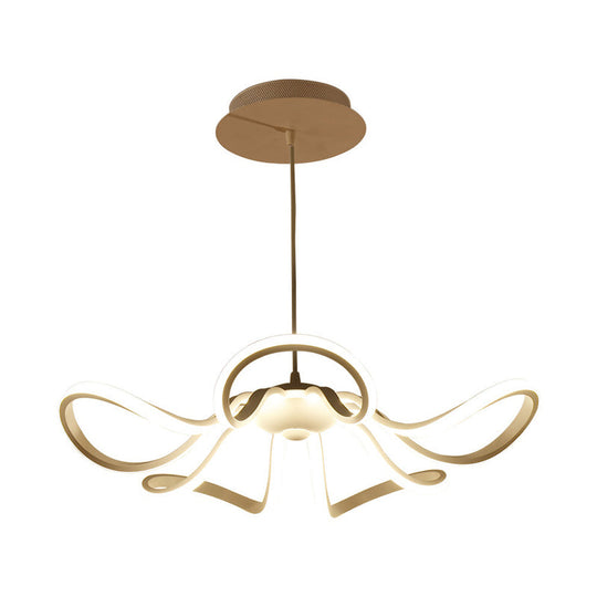 Minimalistic Aluminum LED Pendant Light Fixture for Bedroom with Rosette Design in Warm/White/Natural Light