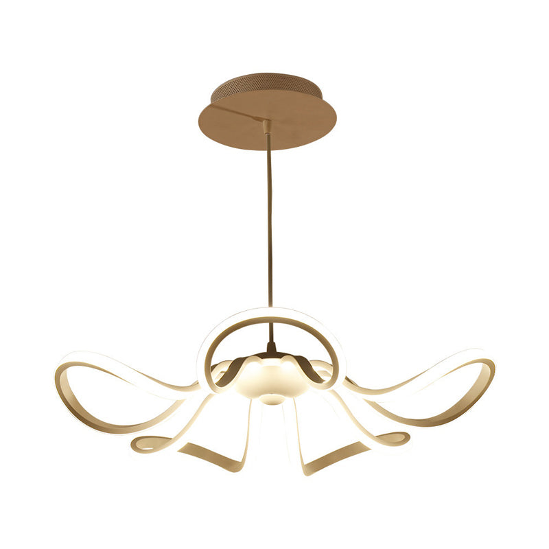 Minimalistic Aluminum LED Pendant Light Fixture for Bedroom with Rosette Design in Warm/White/Natural Light