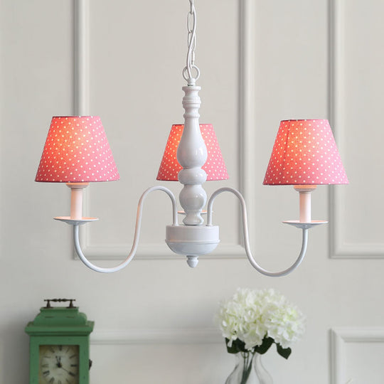 Nordic Style Kid's Bedroom Chandelier - Bucket Shade, Fabric Metal, 3 Lights