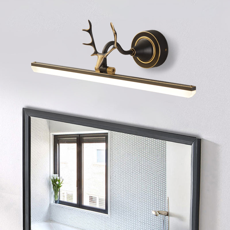 Modern Black/Gold LED Vanity Lamp with Antler Arm and Acrylic Shade for Stylish Wall Lighting