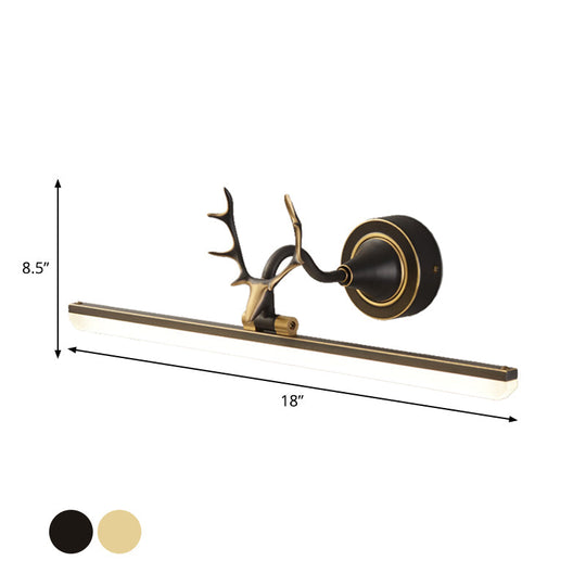 Modern Black/Gold LED Vanity Lamp with Antler Arm and Acrylic Shade for Stylish Wall Lighting