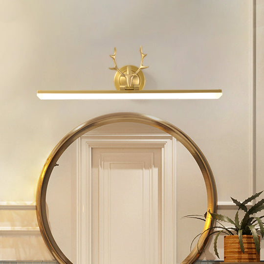 Modern Black/Gold LED Vanity Lamp with Antler Arm and Acrylic Shade for Stylish Wall Lighting