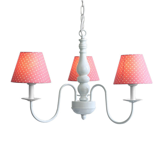Nordic Style Kid's Bedroom Chandelier - Bucket Shade, Fabric Metal, 3 Lights