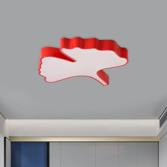 Kids' LED Red Cartoon Ginkgo Leaf Flushmount Ceiling Light with Acrylic Lampshade