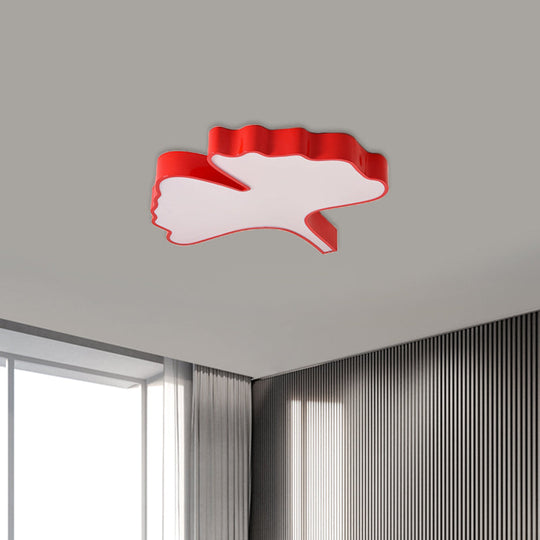 Kids' LED Red Cartoon Ginkgo Leaf Flushmount Ceiling Light with Acrylic Lampshade